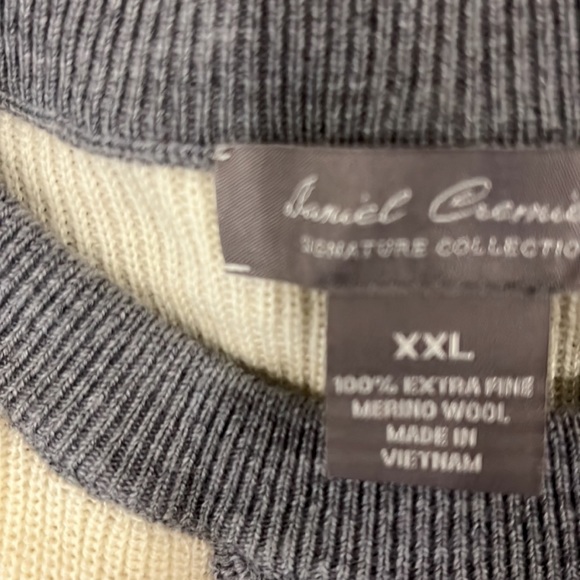 DANIEL CREMIEUX 100% EXTRA FINE MERINO WOOL XXL SWEATER TWO TONE GREY AND CREAM - Picture 8 of 9